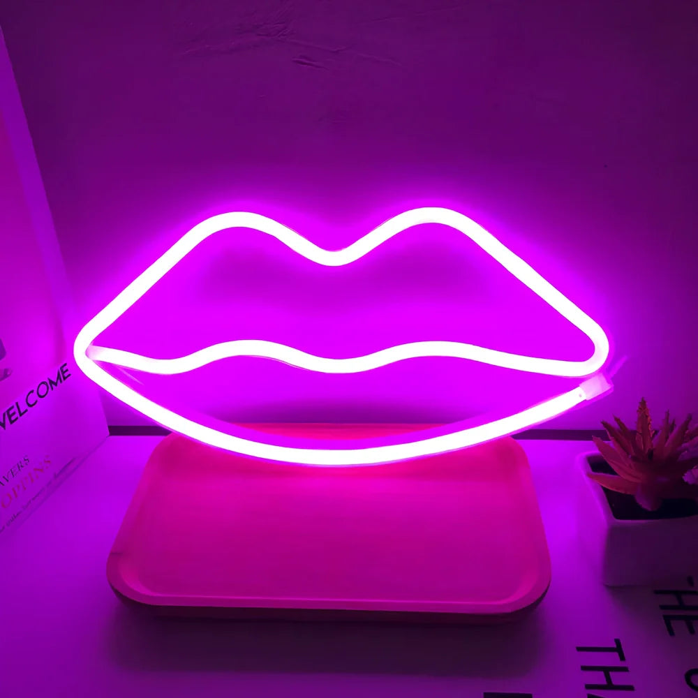 LED neon light with moon design measuring 280mm wide, 250mm high with USB and battery power options