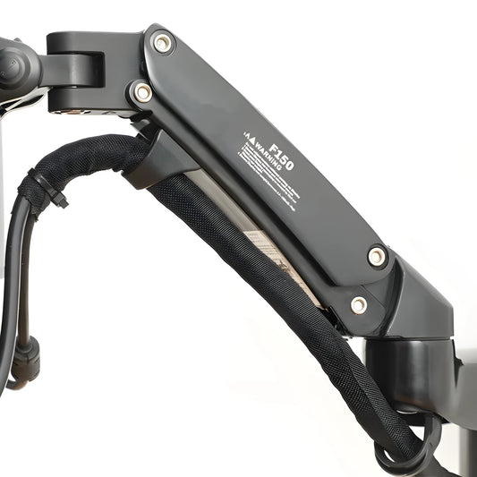 Black aluminium alloy wall mount for computer monitor with telescopic arm and rotating screen bracket