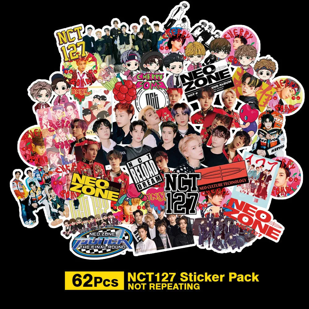 K-pop luggage star stickers featuring EXO NCT127 Stray Kids TWICE designs measuring 6x4 cm
