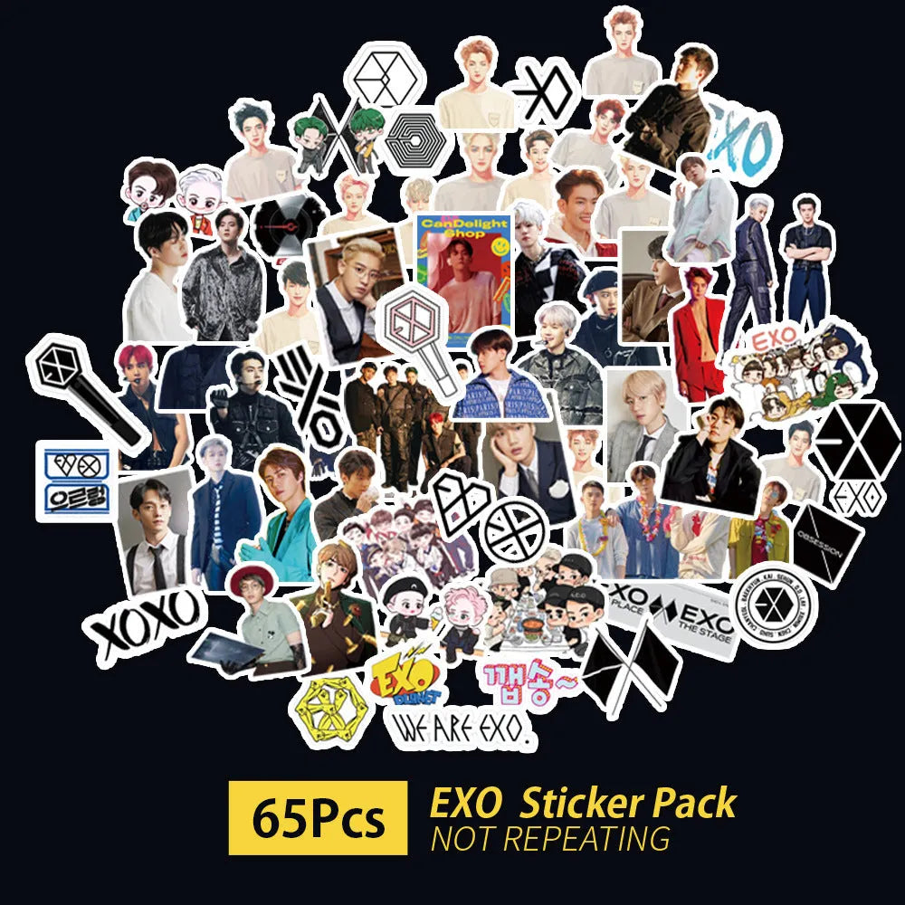 K-pop luggage star stickers featuring EXO NCT127 Stray Kids TWICE designs measuring 6x4 cm