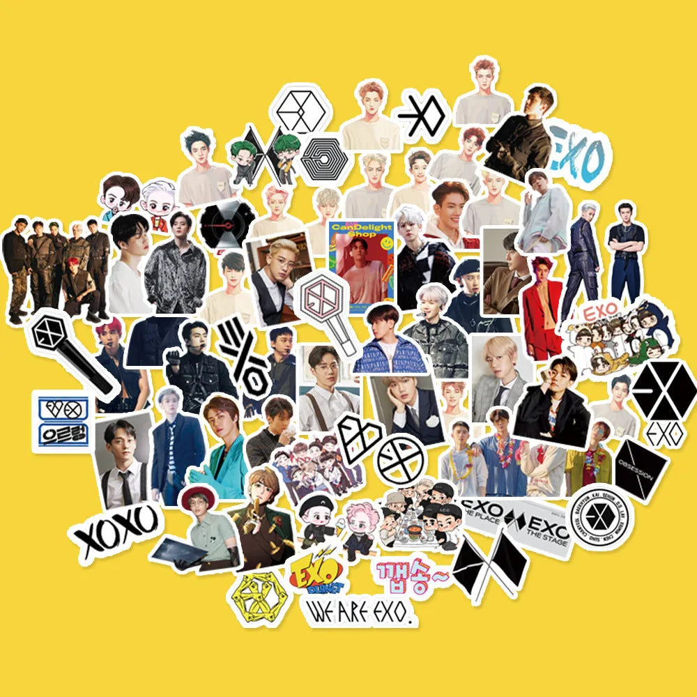 K-pop luggage star stickers featuring EXO NCT127 Stray Kids TWICE designs measuring 6x4 cm