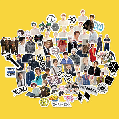 K-pop luggage star stickers featuring EXO NCT127 Stray Kids TWICE designs measuring 6x4 cm