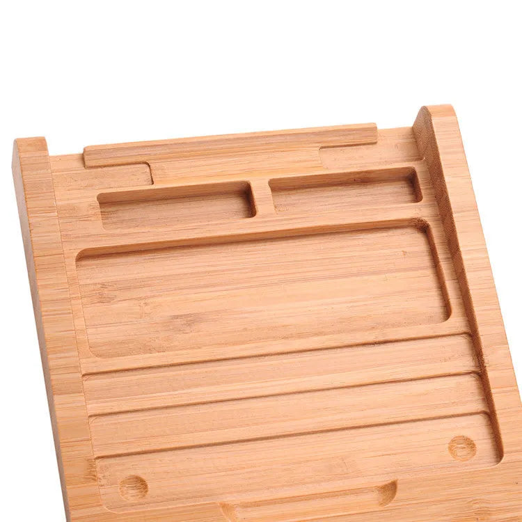 Apple Bluetooth Tablet Bracket and Trackpad Bracket in Bamboo Wood, a Dual-Purpose Touchpad Stand Measuring 15cm by 15.8cm by 2.5cm, Compatible with Apple Tablet Models, Providing a Stable Mounting Base for Both Tablet and Touchpad.
