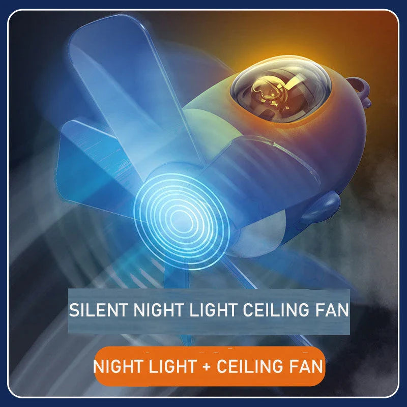 Airplane-shaped USB ceiling fan with adjustable wind speed and lighting, perfect for nurseries, bedrooms, and offices