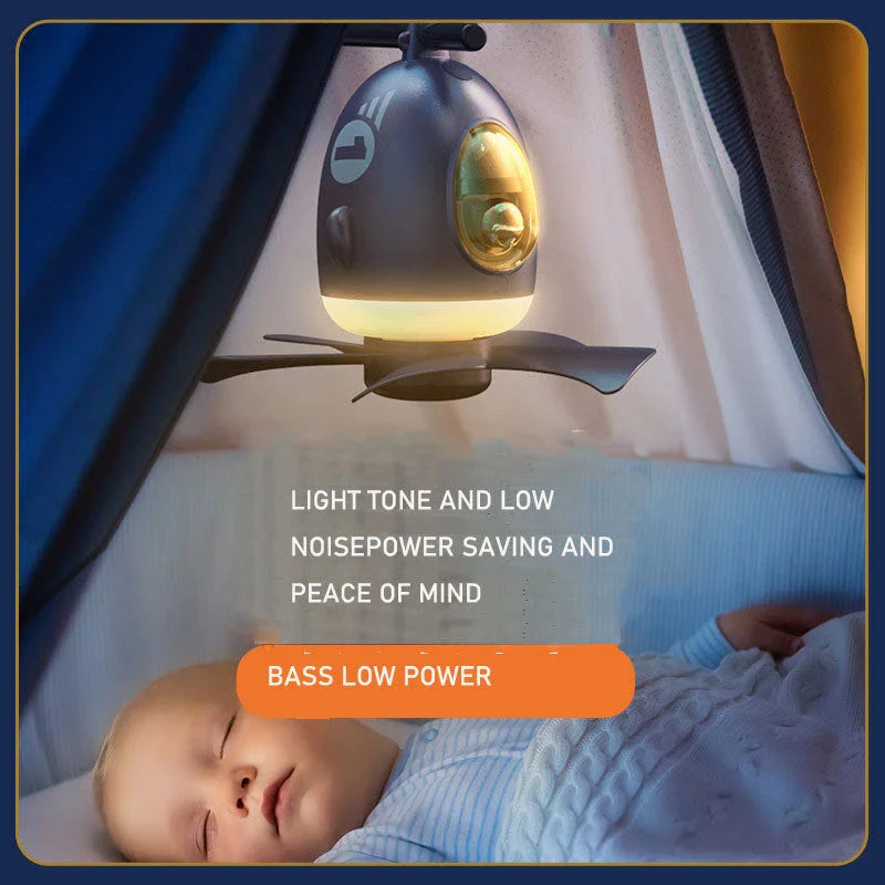 Airplane-shaped USB ceiling fan with adjustable wind speed and lighting, perfect for nurseries, bedrooms, and offices