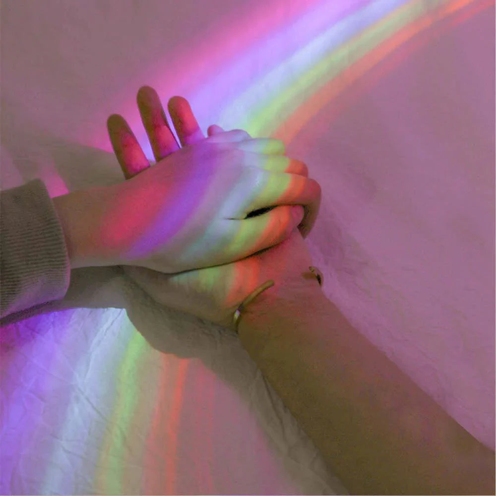 Colorful rainbow projection lamp with ABS plastic construction, offering soothing lighting effects for home decor