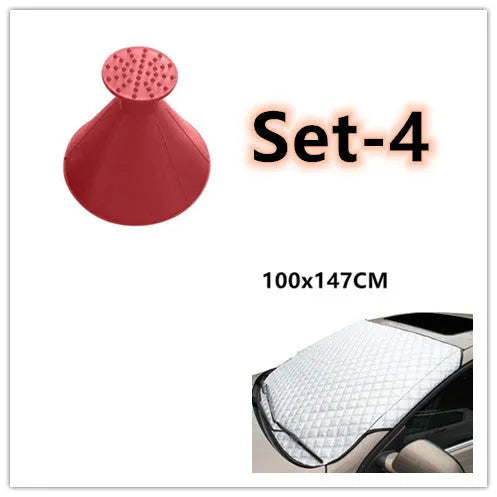 Car snow block aluminized film front windshield cover with external anti-theft design in size 100x147C or 143X93.