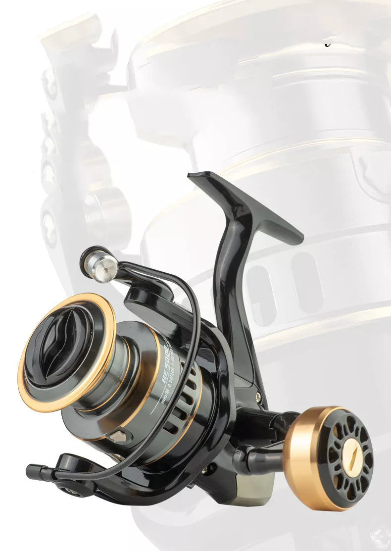 Spinning wheel fishing reel with CNC rocker arm and alloy wire cup for enhanced fishing performance