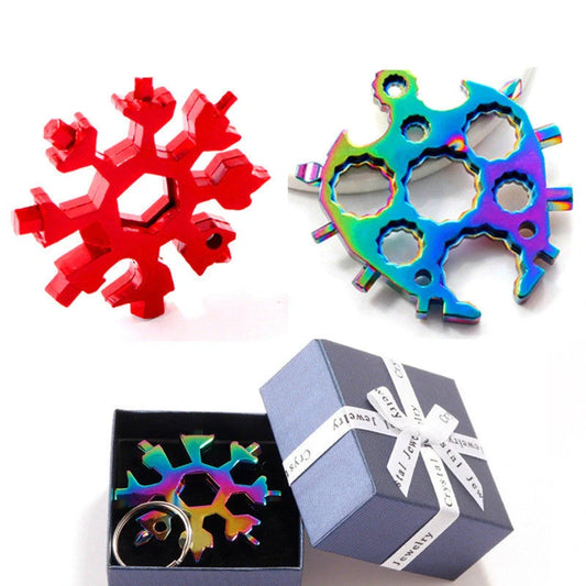 Octagonal Snowflake Universal Tool Card with 18 functions, compact and versatile for any task