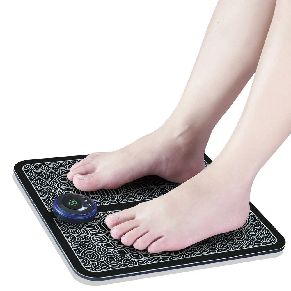 Pink foot massage pad with EMS technology and heat conduction for reflexology