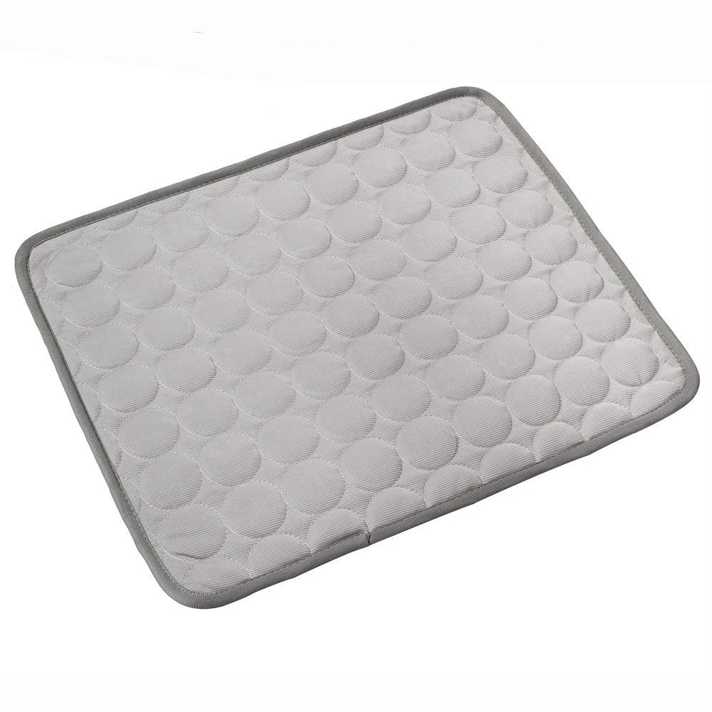 Cooling pet pad for dogs and cats made with heat-resistant fibers for instant cooling relief during summer