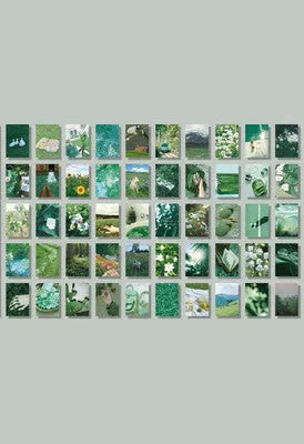 Japanese paper sticker book with 50 different 4x6cm patterns in blue, pink, purple, green, yellow, crimson, and brown colours