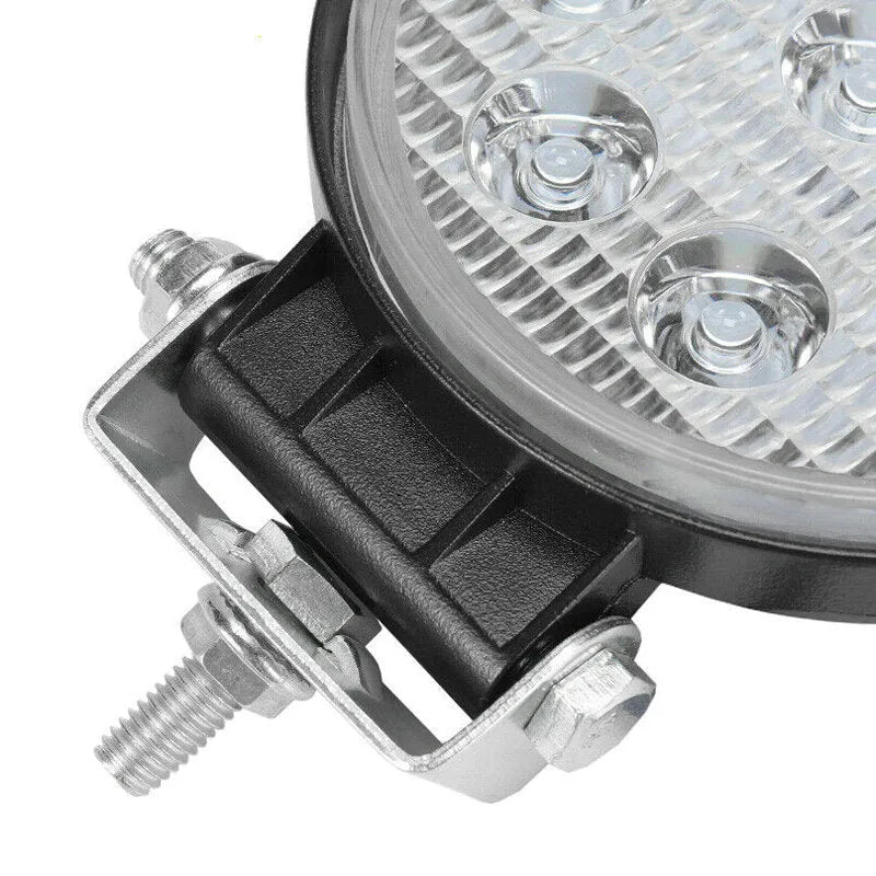 Mini round 27W LED work light with 9 LEDs, 2200LM, 84mm, black aluminium alloy body, 9-30V.