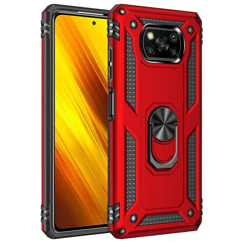 Shockproof armour case for Xiaomi Pocophone Poco X3 NFC mobile phone, TPU PC zinc alloy construction, Sergeant anti-fall protective shell, protective mobile cover in seven colour options including black blue gold green red rose gold silver