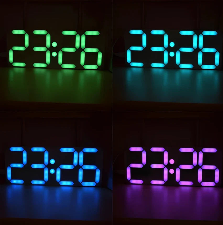 DIY Rainbow Digital Tube Clock Kit assembled with gradient colour digits on large LED display
