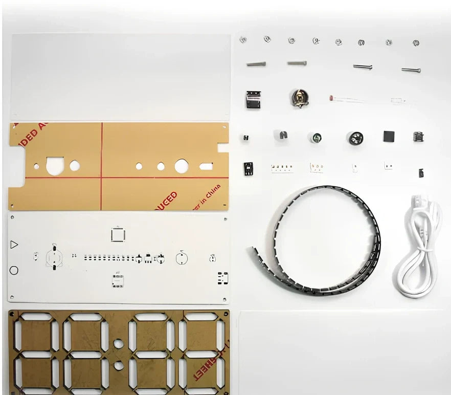 DIY Rainbow Digital Tube Clock Kit assembled with gradient colour digits on large LED display