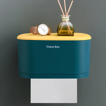 White plastic toilet storage box measuring 235mm long on bathroom toilet tank