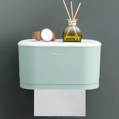 White plastic toilet storage box measuring 235mm long on bathroom toilet tank