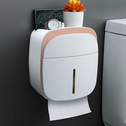 White plastic toilet storage box measuring 235mm long on bathroom toilet tank