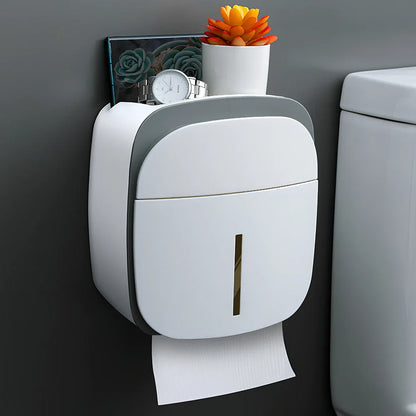 White plastic toilet storage box measuring 235mm long on bathroom toilet tank