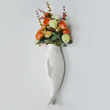 Modern ceramic goldfish wall vase for elegant home and office decor