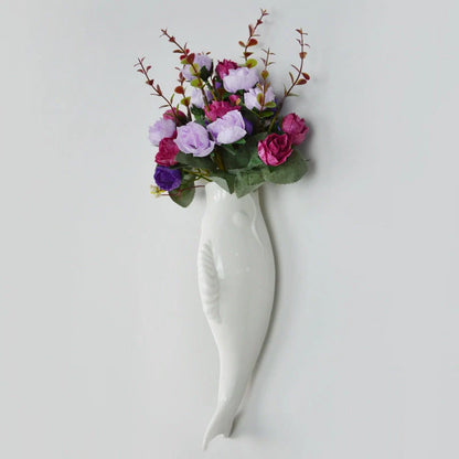 Modern ceramic goldfish wall vase for elegant home and office decor