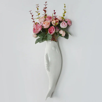 Modern ceramic goldfish wall vase for elegant home and office decor