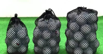 Nylon mesh sports ball storage bag with locking rope in black