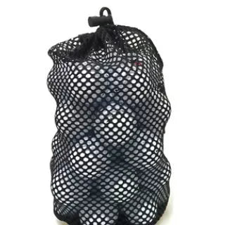 Nylon mesh sports ball storage bag with locking rope in black