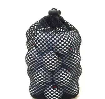 Nylon mesh sports ball storage bag with locking rope in black