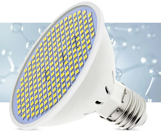 E27 LED lamp cup with 300 SMD beads showing PC construction and E27 fitting for indoor household lighting