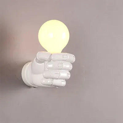Creative fist-shaped wall lamp in resin, black colour, left hand mounting, for 5-10 M² areas