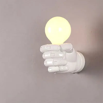 Creative fist-shaped wall lamp in resin, black colour, left hand mounting, for 5-10 M² areas