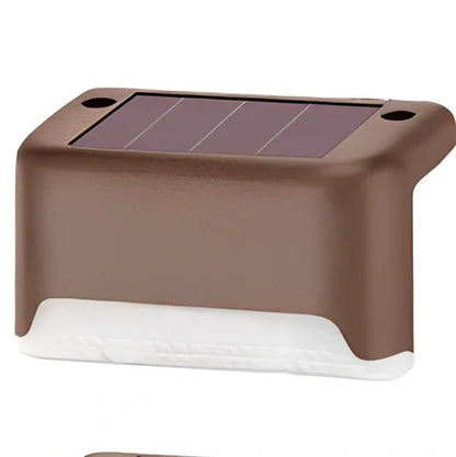 Coffee-coloured solar step light with amorphous silicon panel for outdoor staircase and garden illumination