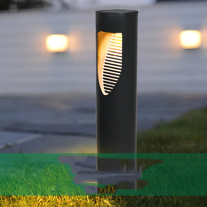 Black solar LED flood light with stainless steel frame for outdoor garden paths, IP44 rated, 25cm height