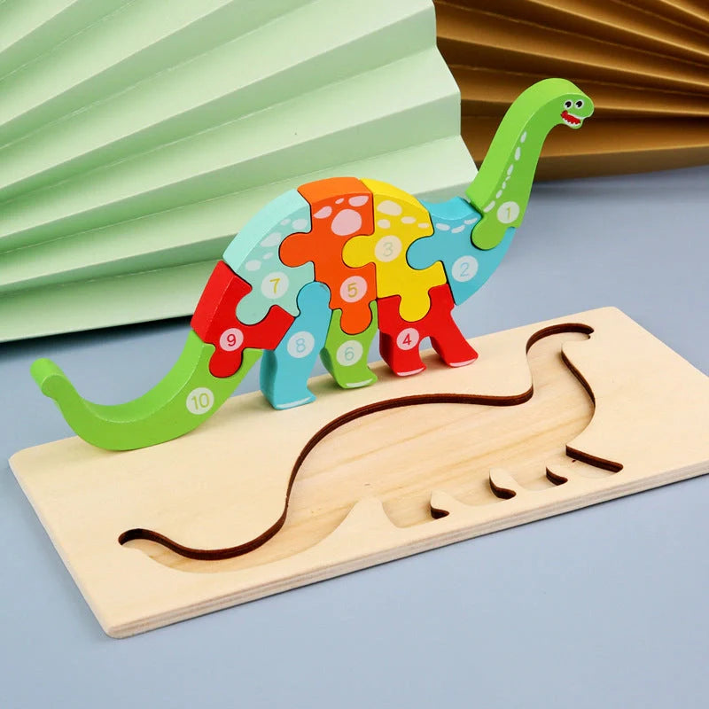 Children's wooden number animal puzzle featuring 18 vibrant designs for educational play