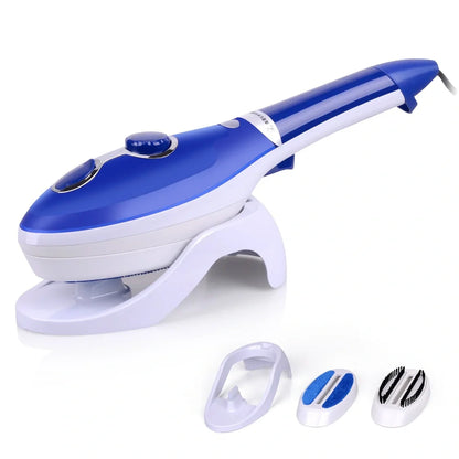 Black and red handheld steam iron with 160ml tank, 33.5cm long, three temperature settings for portable garment steaming