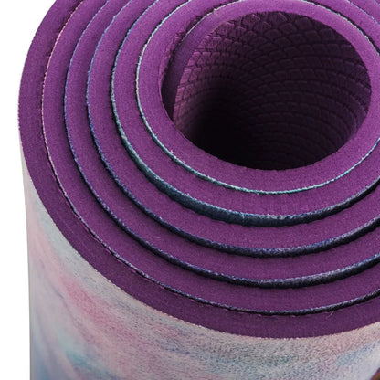 Tie-dyed TPE yoga mat, 5mm thick, 800g, suede surface, Symphony Purple and Pink
