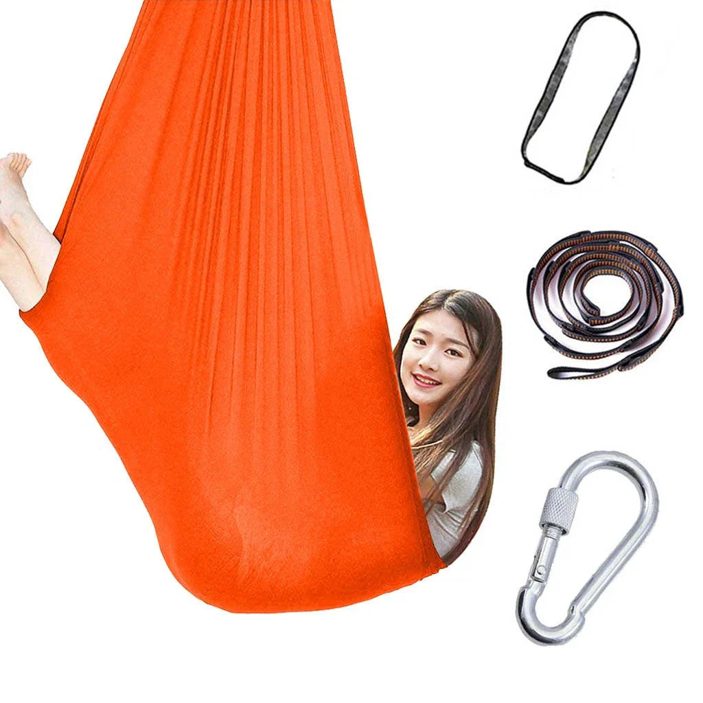 Kids' cotton hammock swing in various colors, designed for relaxation and sensory therapy