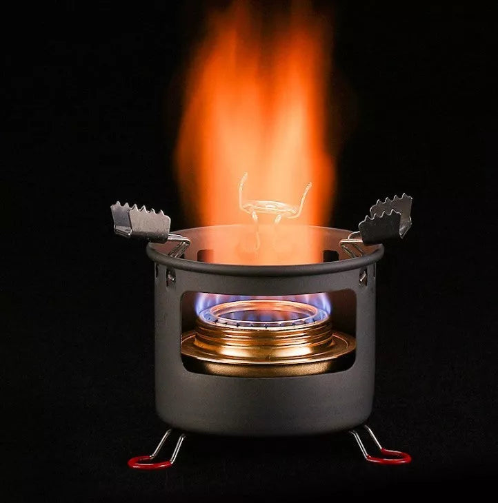 Alocs Alcohol Stove Set with optional kettles for outdoor cooking