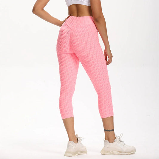 Women's cropped high waisted yoga pants with butt lifting design in various colors
