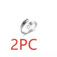 Hollow Cross Double Ring Stainless Steel Engraved Faith Simple Ring with durable design