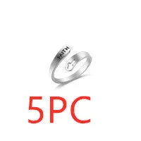 Hollow Cross Double Ring Stainless Steel Engraved Faith Simple Ring with durable design