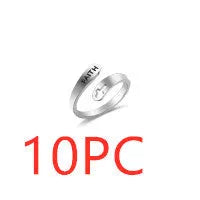 Hollow Cross Double Ring Stainless Steel Engraved Faith Simple Ring with durable design