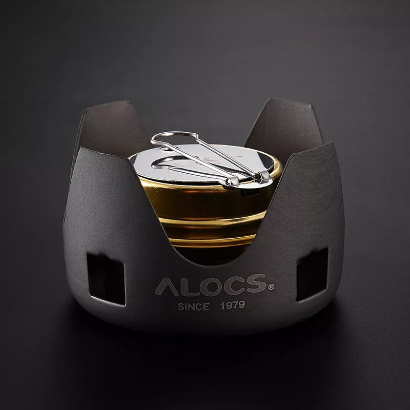 Alocs Alcohol Stove Set with optional kettles for outdoor cooking