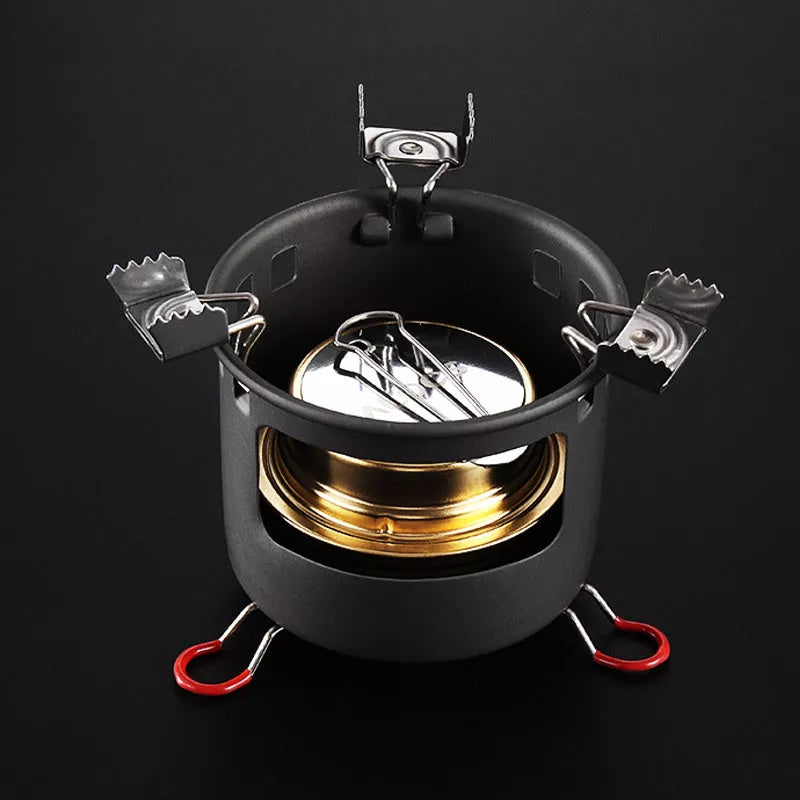 Alocs Alcohol Stove Set with optional kettles for outdoor cooking