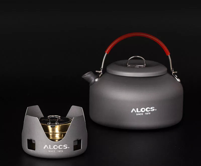 Alocs Alcohol Stove Set with optional kettles for outdoor cooking