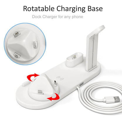 Three-in-one wireless charging bracket for phone, watch, and headphones in black colour