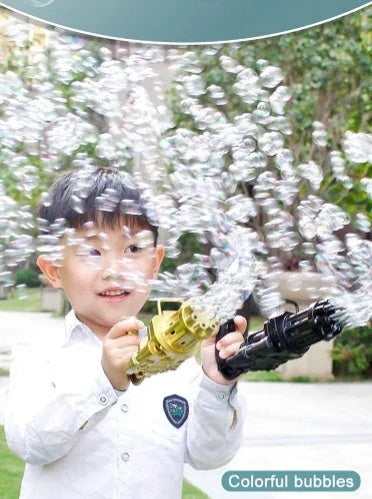 Colorful bubble blower machine toy for kids with various color options and bubble solution