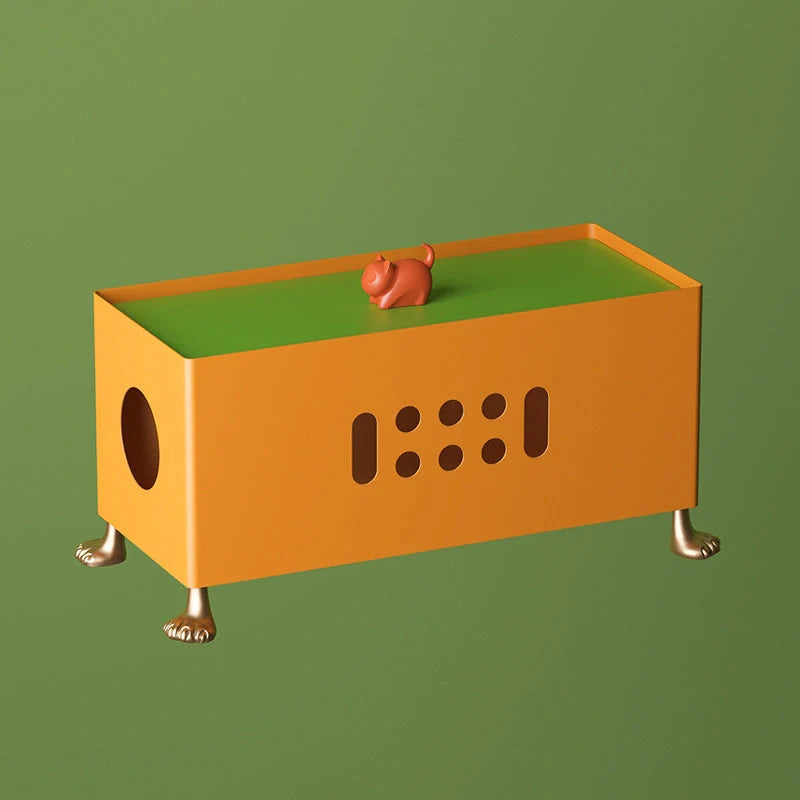 Big Feet Power Socket Data Cable Storage Box in orange and grass green colors